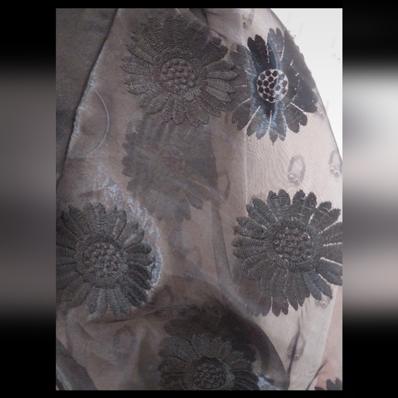 Tu woman black sunflower puff sleeve mesh blouse top shirt - 10 - Picture 4 of 4